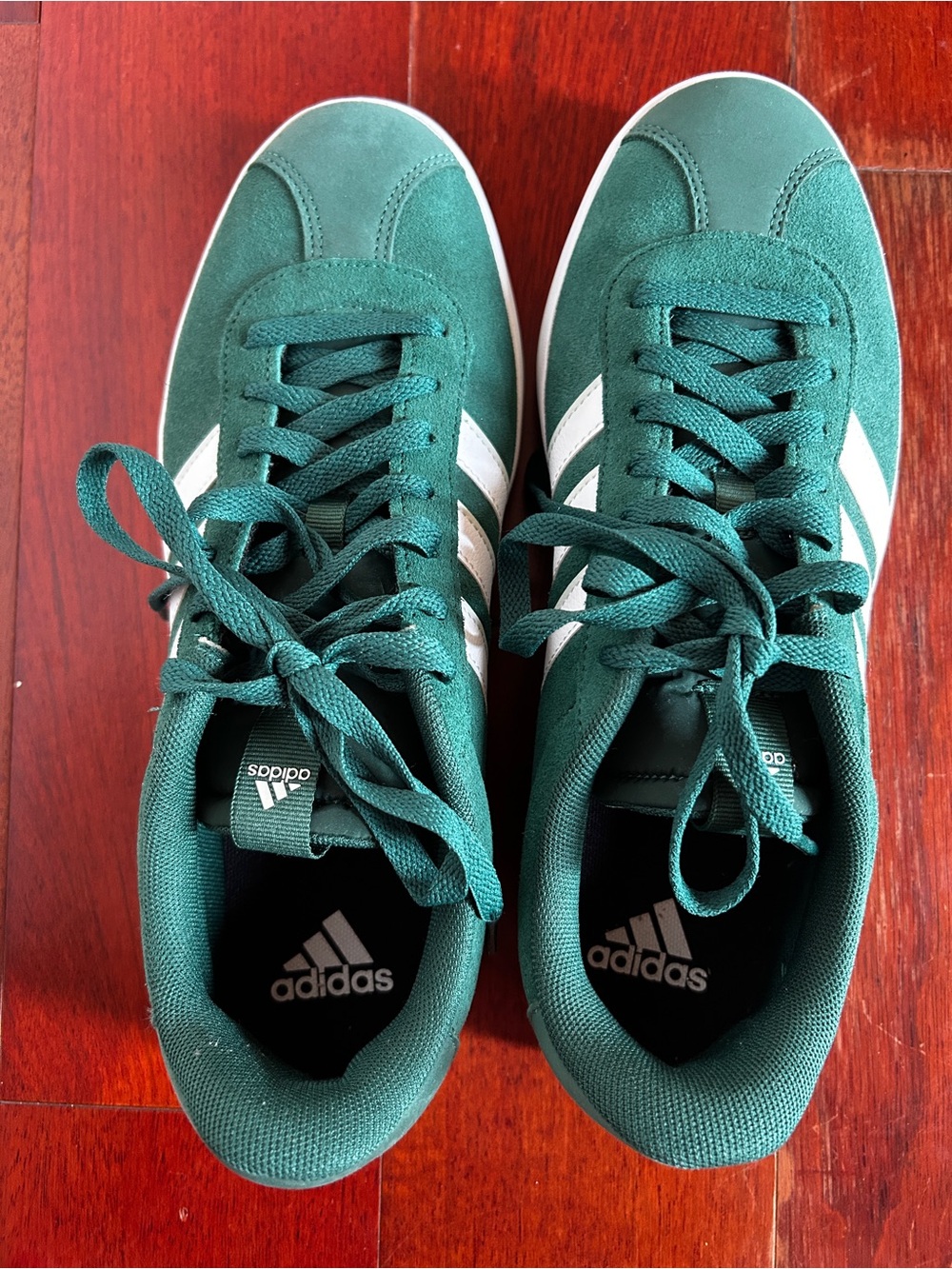 adidas Men's Green Suede Low-Top Sneakers with White Stripes